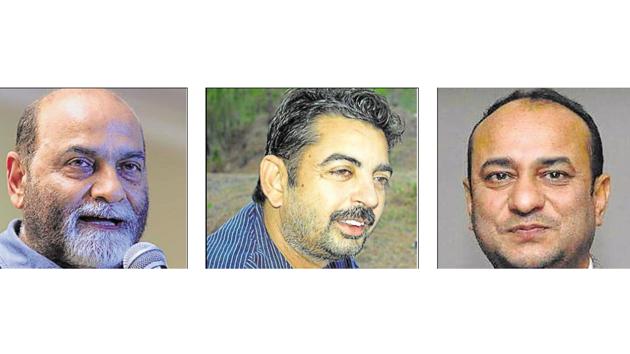 (Left to right) Founder of babushahi.com, Baljit Balli, Publisher of magazine Hun, Sushil Dosanjh and Punjabi writer Ninder Ghugianvi. (HT Photos) (Left to right) Founder of babushahi.com, Baljit Balli, Publisher of magazine Hun, Sushil Dosanjh and Punjabi writer Ninder Ghugianvi. (HT Photos)