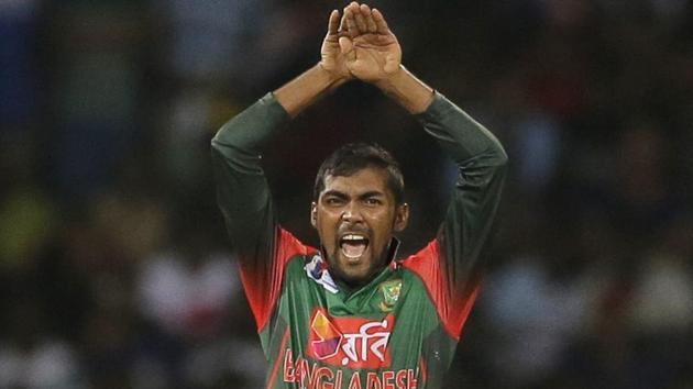 Bangladesh's Nazmul Islam celebrates the dismissal of India's Rohit Sharma in the Nidahas Trophy T20 final match. (AP) Bangladesh's Nazmul Islam celebrates the dismissal of India's Rohit Sharma in the Nidahas Trophy T20 final match. (AP)