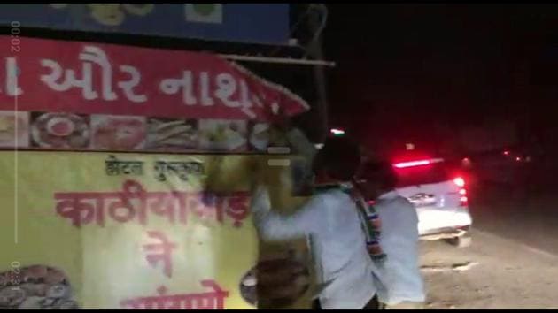 Six hotels nameboards were damaged late on Sunday at Vasai. (Mohammed Hussain Khan) Six hotels nameboards were damaged late on Sunday at Vasai. (Mohammed Hussain Khan)