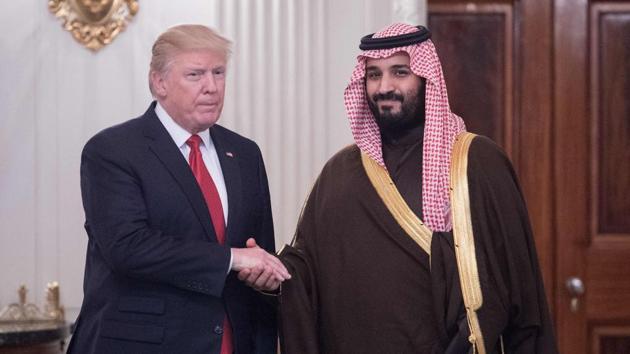 This file photo taken on March 14, 2017 shows US President Donald Trump and Saudi Deputy Crown Prince and Defense Minister Mohammed bin Salman shaking hands in the State Dining Room before lunch at the White House in Washington, DC. (AFP) This file photo taken on March 14, 2017 shows US President Donald Trump and Saudi Deputy Crown Prince and Defense Minister Mohammed bin Salman shaking hands in the State Dining Room before lunch at the White House in Washington, DC. (AFP)