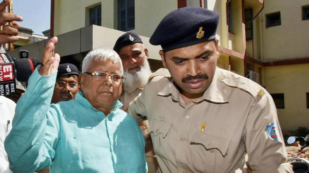 ormer Bihar Chief Minister Lalu Prasad Yadav leaves a special CBI court after being being guilty in the fourth multi-crore fodder scam case, in Ranchi on Monday. (PTI) ormer Bihar Chief Minister Lalu Prasad Yadav leaves a special CBI court after being being guilty in the fourth multi-crore fodder scam case, in Ranchi on Monday. (PTI)