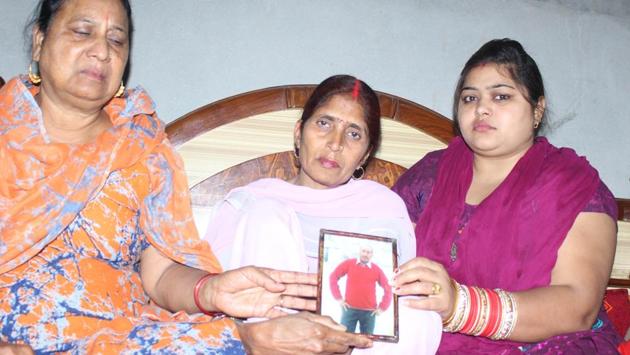 Raj Rani (centre) and her relatives react following confirmation by Sushma Swaraj that her husband Pritpal Sharma had been killed in Iraq. Sharma, a resident of Dhuri (Sangrur), had left his wife and two children, Neeraj Sharma, now 28, and Diksha, 18, to work in Iraq seven years ago (HT Photo) Raj Rani (centre) and her relatives react following confirmation by Sushma Swaraj that her husband Pritpal Sharma had been killed in Iraq. Sharma, a resident of Dhuri (Sangrur), had left his wife and two children, Neeraj Sharma, now 28, and Diksha, 18, to work in Iraq seven years ago (HT Photo)
