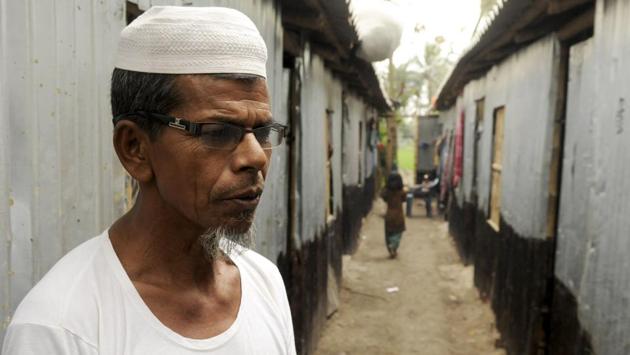 Md Islam, a Rohingya refugee seen in front of makeshift home in Baruipur. While locals here have been supportive, the Supreme Court however on Monday favoured the Centre’s submission that no interim order should be passed on pleas to grant certain facilities to Rohingya refugees as it would grab ‘media headlines’ and have repercussions on India’s diplomatic ties with Myanmar and Bangladesh. (Samir Jana / HT Photo) Md Islam, a Rohingya refugee seen in front of makeshift home in Baruipur. While locals here have been supportive, the Supreme Court however on Monday favoured the Centre’s submission that no interim order should be passed on pleas to grant certain facilities to Rohingya refugees as it would grab ‘media headlines’ and have repercussions on India’s diplomatic ties with Myanmar and Bangladesh. (Samir Jana / HT Photo)