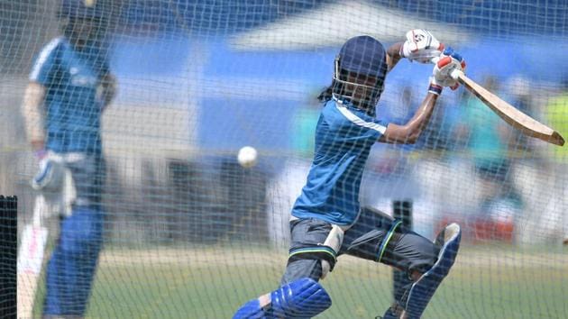 Indian women's cricket team member Jemimah Rodrigues bats in the nets during a training session ahead of the women's cricket tri-series at the Brabourne Stadium in Mumbai on Wednesday. The Twenty20 (T20) women's tri-series will be played between India, Australia, and England. (Indranil Mukherjee / AFP) Indian women's cricket team member Jemimah Rodrigues bats in the nets during a training session ahead of the women's cricket tri-series at the Brabourne Stadium in Mumbai on Wednesday. The Twenty20 (T20) women's tri-series will be played between India, Australia, and England. (Indranil Mukherjee / AFP)