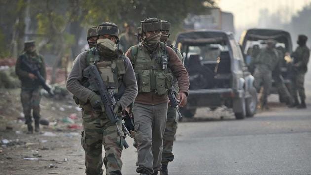 Security forces launched a ‘cordon-and-search operation’ in the forests in Arampura-Halmatpura area on Tuesday afternoon following specific inputs that militants were hiding there.(AP File Photo)