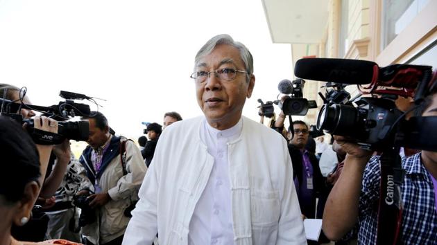 Htin Kyaw, the National League for Democracy (NLD) nominated presidential candidate for the lower house of parliament, arrives at Parliament in Naypyitaw February 1, 2016. (REUTERS File Photo) Htin Kyaw, the National League for Democracy (NLD) nominated presidential candidate for the lower house of parliament, arrives at Parliament in Naypyitaw February 1, 2016. (REUTERS File Photo)