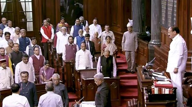 Members of the Rajya Sabha during a session at Parliament in New Delhi on Tuesday. (PTI) Members of the Rajya Sabha during a session at Parliament in New Delhi on Tuesday. (PTI)