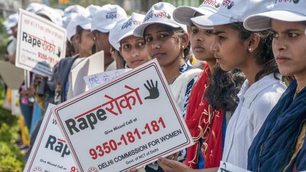 Women volunteers display placards during an event 'Rape Roko' to create awareness in the society against rapes in New Delhi. (PTI) Women volunteers display placards during an event 'Rape Roko' to create awareness in the society against rapes in New Delhi. (PTI)