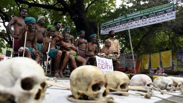 Farmers from Tamil Nadu held protests for days at Jantar Mantar in New Delhi in August 2017, demanding the government’s help as mass suicides occurred among the farming community. (Sonu Mehta/HT File Photo) Farmers from Tamil Nadu held protests for days at Jantar Mantar in New Delhi in August 2017, demanding the government’s help as mass suicides occurred among the farming community. (Sonu Mehta/HT File Photo)