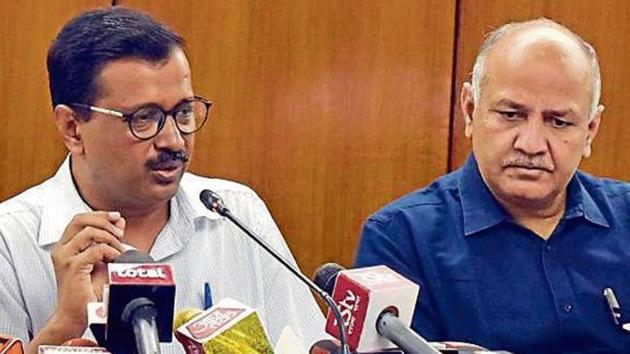 Chief minister Arvind Kejriwal addresses the media after the budget presentation on Thursday.(Sonu Mehta/HT File Photo)