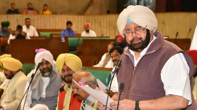 Punjab chief minister Captain Amarinder Singh responding to question during the question hour on the third day of the Budget Session in the Punjab Vidhan Sabha on Thursday. (HT Photo) Punjab chief minister Captain Amarinder Singh responding to question during the question hour on the third day of the Budget Session in the Punjab Vidhan Sabha on Thursday. (HT Photo)
