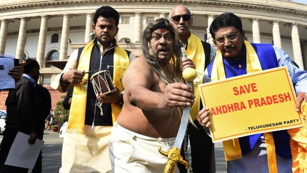 Sivaprasad, who has acted in over 20 Tollywood movies, also came dressed as a ‘tantrik’, armed with a wooden pellet rattle, and performed a puja in the Parliament complex. He was once even reprimanded by Speaker Sumitra Mahajan when he picked up some books from the table of the Lok Sabha Secretary General. (Arvind Yadav / HT Photo) 