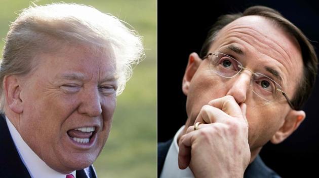 Combination photo of US President Donald Trump (L) and former US Deputy Attorney General Rod Rosenstein. (AFP File Photo) Combination photo of US President Donald Trump (L) and former US Deputy Attorney General Rod Rosenstein. (AFP File Photo)