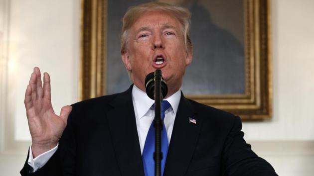 US President Donald Trump in the Diplomatic Reception Room of the White House in Washington.(AP File Photo)