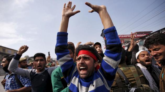 Kashmiri Shia Muslim mourners shout slogans as they are stopped by police during a Muharram procession, Srinagar. While on paper, we are a functioning democracy, freedom is often the privilege of the upper classes, economic and social. There is little freedom for minorities, religious or sexual, in making their life choices (File Photo)(REUTERS)
