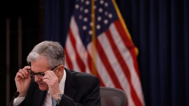 Federal Reserve Chairman Jerome Powell reacts at a news conference following the Federal Open Market Committee meetings in Washington, US. (REUTERS) Federal Reserve Chairman Jerome Powell reacts at a news conference following the Federal Open Market Committee meetings in Washington, US. (REUTERS)