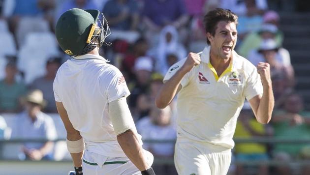 Pat Cummins picked up four wickets in an eight-over spell to wreck South Africa after the Proteas were put in a strong position against Australia thanks to Dean Elgar’s century. (AP) Pat Cummins picked up four wickets in an eight-over spell to wreck South Africa after the Proteas were put in a strong position against Australia thanks to Dean Elgar’s century. (AP)