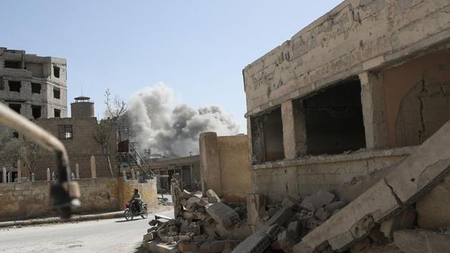 An air strike hit near a school in Syria’s northwestern province of Idlib on Wednesday. (AFP File/Representative image) An air strike hit near a school in Syria’s northwestern province of Idlib on Wednesday. (AFP File/Representative image)