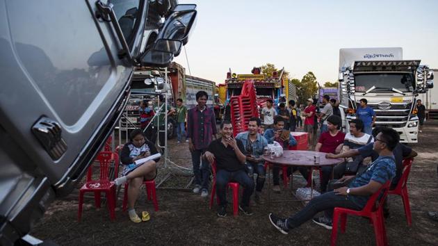 Suphot Saengow, leader of The Artistic Mind Truckers Club of Thailand said that earlier tough guy designs reflected the lifestyle of people who endured long drives on the road. But now they appreciate looking more polished and friendly. (Lillian Suwanrumpha / AFP)