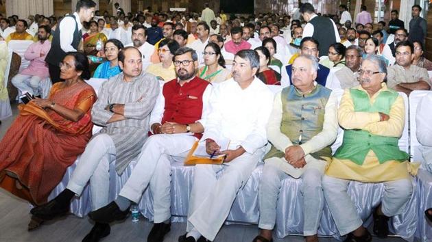 After Wednesday’s dinner, the BJP got its MLAs as well as its allies together again at the CM’s residence over high tea. (HT Photo) After Wednesday’s dinner, the BJP got its MLAs as well as its allies together again at the CM’s residence over high tea. (HT Photo)