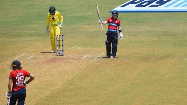 England comfortably chased down Australia’s total to win by eight wickets in their women’s T20 tri-series match in Mumbai on Friday. (Teitter/englandcricket) England comfortably chased down Australia’s total to win by eight wickets in their women’s T20 tri-series match in Mumbai on Friday. (Teitter/englandcricket)