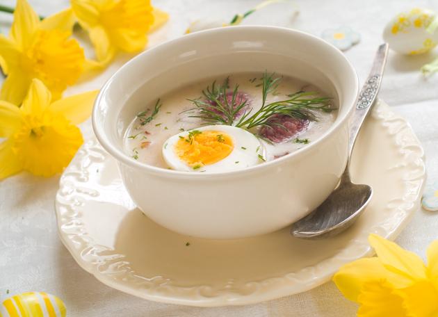 The Polish white borscht is traditionally made from ingredients that have been blessed the day before Easter. The Polish white borscht is traditionally made from ingredients that have been blessed the day before Easter.