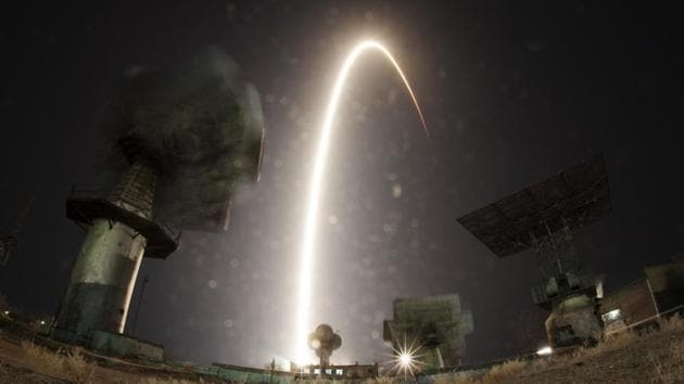 A long-exposure shows the Soyuz-FG rocket booster with Soyuz MS-08 space ship carrying Russian cosmonaut Oleg Artemyev, and US astronauts Richard Arnold and Andrew Feustel to the International Space Station, blasting off at the Baikonur cosmodrome, Kazakhstan, on March 21, 2018. (Dmitri Lovetsky / AP) A long-exposure shows the Soyuz-FG rocket booster with Soyuz MS-08 space ship carrying Russian cosmonaut Oleg Artemyev, and US astronauts Richard Arnold and Andrew Feustel to the International Space Station, blasting off at the Baikonur cosmodrome, Kazakhstan, on March 21, 2018. (Dmitri Lovetsky / AP)