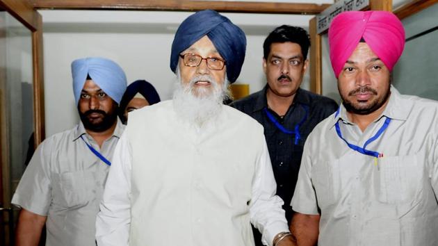 Former chief minister Parkash Singh Badal at the Punjab assembly in Chandigarh on Thursday. The CAG report raises questions over enforcement of the anti-drug law during his tenure. (Keshav Singh /HT) Former chief minister Parkash Singh Badal at the Punjab assembly in Chandigarh on Thursday. The CAG report raises questions over enforcement of the anti-drug law during his tenure. (Keshav Singh /HT)