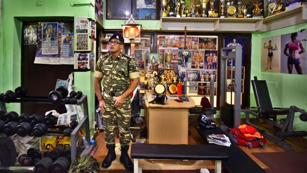 Yumnam entered the CRPF through the sports quota and is all praise for CRPF’s encouragement and credits his fame as a body-builder to the force. “CRPF gave me everything that I have today. We are not from rich families but we are hard working and dedicated competitors in this field. The fame that we have is only with the help of the CRPF,” he said. (Raj K Raj / HT Photo) Yumnam entered the CRPF through the sports quota and is all praise for CRPF’s encouragement and credits his fame as a body-builder to the force. “CRPF gave me everything that I have today. We are not from rich families but we are hard working and dedicated competitors in this field. The fame that we have is only with the help of the CRPF,” he said. (Raj K Raj / HT Photo)