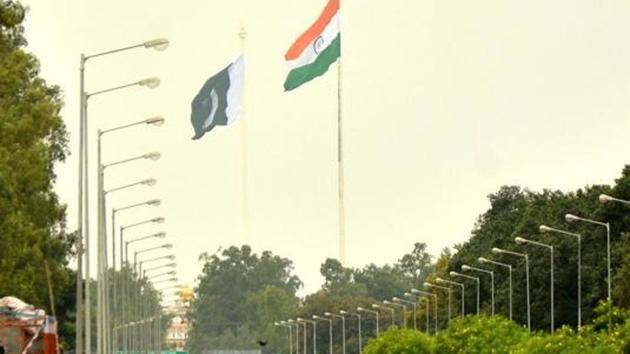 National flags of India and Pakistan on both side of Indo-Pak International Border at Wagha near Amritsar. (HT File Photo) National flags of India and Pakistan on both side of Indo-Pak International Border at Wagha near Amritsar. (HT File Photo)