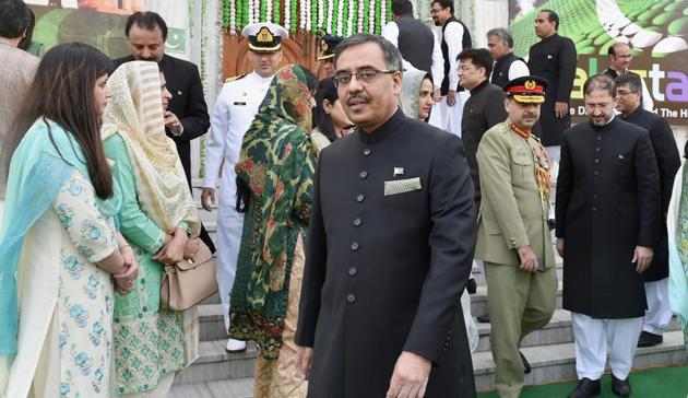 Pakistan's envoy to India Sohail Mahmood during the Pakistan National Day celebrations at Pakistan High Commission in New Delhi on Friday. (PTI) Pakistan's envoy to India Sohail Mahmood during the Pakistan National Day celebrations at Pakistan High Commission in New Delhi on Friday. (PTI)