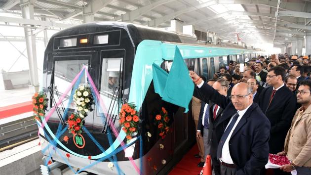 NMRC decided to start trial run on 10-km stretch between Metro depot at Bodaki and Sector 146 since it received two trains from China on Thursday. NMRC decided to start trial run on 10-km stretch between Metro depot at Bodaki and Sector 146 since it received two trains from China on Thursday.