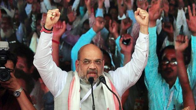 BJP national president Amit Shah addresses a meeting of the party leaders ahead of panchayat polls, in Guwahati. (PTI Photo) BJP national president Amit Shah addresses a meeting of the party leaders ahead of panchayat polls, in Guwahati. (PTI Photo)