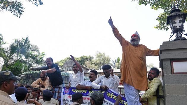 Members of Patit Pavan Sanghatna protest against the new proposed parking policy. (Pratham Gokhale/HT Photo)
