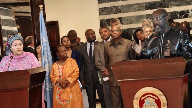 Deputy secretary general of the UN Amina J Mohammed (L) and Liberia's President George Weah speak in Monrovia on March 22, 2018. Mohammed is in Liberia for two day-visit as the UN mission in Liberia comes to an end this week. (AFP Photo) Deputy secretary general of the UN Amina J Mohammed (L) and Liberia's President George Weah speak in Monrovia on March 22, 2018. Mohammed is in Liberia for two day-visit as the UN mission in Liberia comes to an end this week. (AFP Photo)