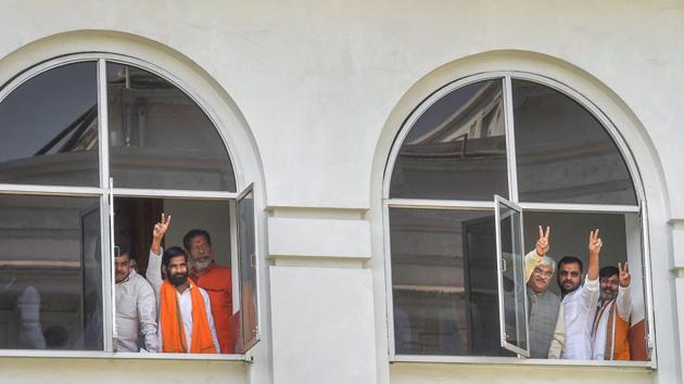 MLAs wait for their turn to cast vote for the Rajya Sabha elections in Lucknow on Friday. (PTI Photo) MLAs wait for their turn to cast vote for the Rajya Sabha elections in Lucknow on Friday. (PTI Photo)