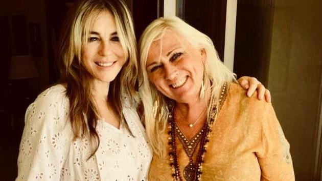 English actor Elizabeth Hurley (left) and Norwegian fashion designer Inger Solberg met in Mumbai.(Photo: Facebook/Inger Solberg)