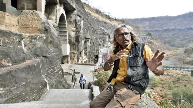 This question has also intrigued Nashik-based artist-photographer Prasad Pawar, who has been researching, documenting, photographing and digitally restoring the Buddhist paintings and sculptures at the UNESCO heritage site, near Aurangabad in Maharashtra for 27 years, but without touching them.  (Ajay Aggarwal / HT Photo) 