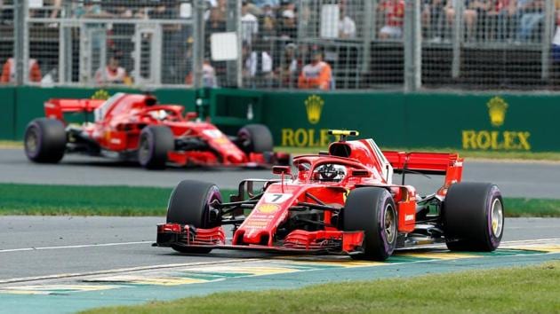 At one point, Kimi Raikkonen lead Sebastian Vettel during the race.  (REUTERS) 