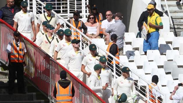 A muted chorus of boos greeted Australia when stand-in captain Tim Paine led the team out at the start of play against South Africa.(REUTERS)