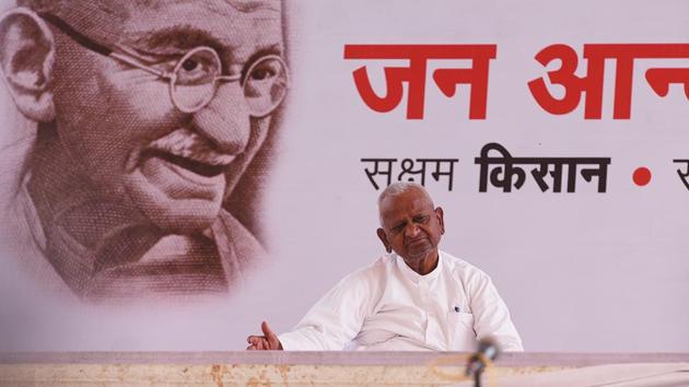 Social activist Anna Hazare entered the third day of his hunger strike for the rights of the farmers, electoral reforms and for a Lokpal at the Centre and Lokayuktas in every state at Ramlila Maidan in New Delhi. (Raj K Raj / HT Photo) Social activist Anna Hazare entered the third day of his hunger strike for the rights of the farmers, electoral reforms and for a Lokpal at the Centre and Lokayuktas in every state at Ramlila Maidan in New Delhi. (Raj K Raj / HT Photo)