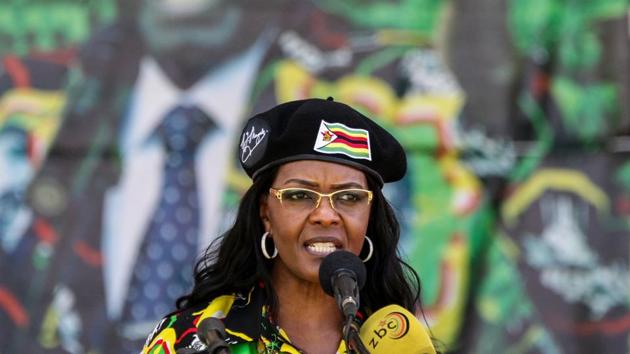 Former Zimbabwe President's wife Grace Mugabe delivers a speech during the Zimbabwe ruling party Zimbabwe African National Union- Patriotic Front (Zanu PF) youth interface Rally in Bulawayo. (AFP File Photo) Former Zimbabwe President's wife Grace Mugabe delivers a speech during the Zimbabwe ruling party Zimbabwe African National Union- Patriotic Front (Zanu PF) youth interface Rally in Bulawayo. (AFP File Photo)