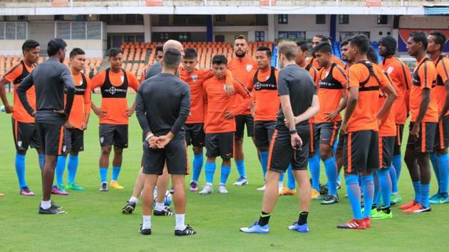 India face Kyrgyz Republic in their final group stage match of the AFC Asian Cup qualifying process in Bishkek on Tuesday. (AIFF) India face Kyrgyz Republic in their final group stage match of the AFC Asian Cup qualifying process in Bishkek on Tuesday. (AIFF)