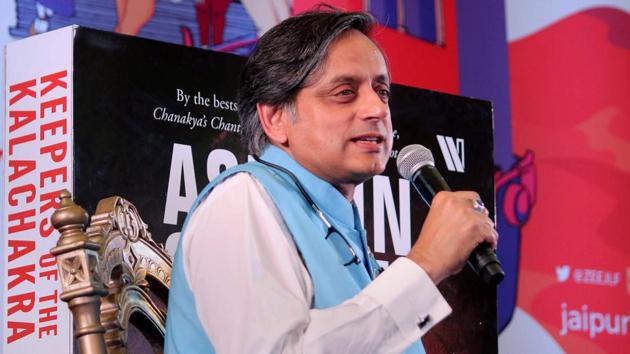 Writer and politician Shashi Tharoor speaks during his session at Jaipur Literature Festival 2018 .(PTI File Photo)