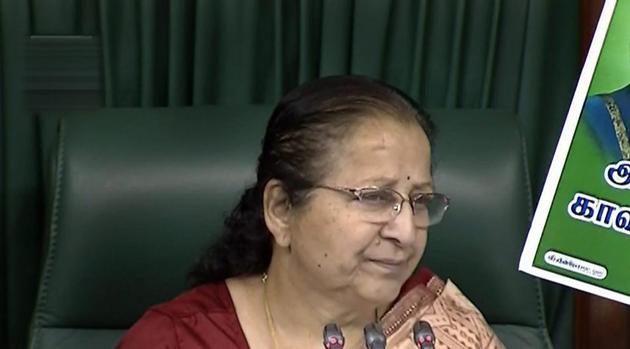 Lok Sabha Speaker Sumitra Mahajan in Lok Sabha during the second phase of Budget session, in New Delhi on Tuesday (PTI) Lok Sabha Speaker Sumitra Mahajan in Lok Sabha during the second phase of Budget session, in New Delhi on Tuesday (PTI)