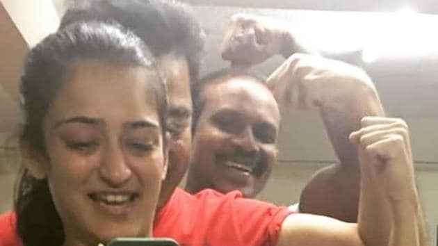 Akshara Haasan posted this post-workout picture with her dad, Kamal Haasan, on Instagram.