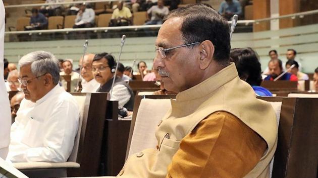 Chief minister Vijay Rupani in the Gujarat Assembly in Gandhinagar. (PTI File Photo) Chief minister Vijay Rupani in the Gujarat Assembly in Gandhinagar. (PTI File Photo)