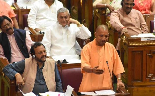 The UPCOCB was on Tuesday passed a second time by the state assembly where it had to be re-introduced as the bill could not be passed in the Upper House, where the ruling BJP is in minority.(HT Photo) The UPCOCB was on Tuesday passed a second time by the state assembly where it had to be re-introduced as the bill could not be passed in the Upper House, where the ruling BJP is in minority.(HT Photo)
