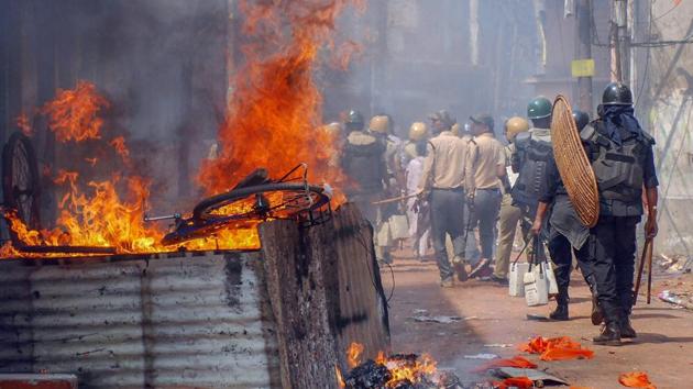 While politicians are continuing with the blamegame over who is responsible for the violence, the situation poses a challenge to students appearing for the Class 12 state board exams. (PTI) While politicians are continuing with the blamegame over who is responsible for the violence, the situation poses a challenge to students appearing for the Class 12 state board exams. (PTI)