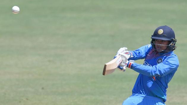 Smriti Mandhana’s whirlwind fifty and a stellar show from spinners enabled the Indian women’s cricket team to beat England by eight wickets in their T20 tri-series encounter at Brabourne stadium in Mumbai. (Indranil Mukherjee / AFP) Smriti Mandhana’s whirlwind fifty and a stellar show from spinners enabled the Indian women’s cricket team to beat England by eight wickets in their T20 tri-series encounter at Brabourne stadium in Mumbai. (Indranil Mukherjee / AFP)